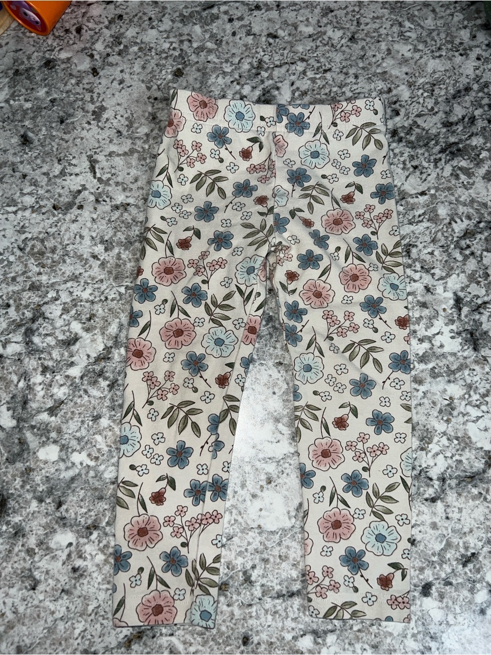 Carter's Cream Floral Print Leggings with Pink & Blue Flowers
